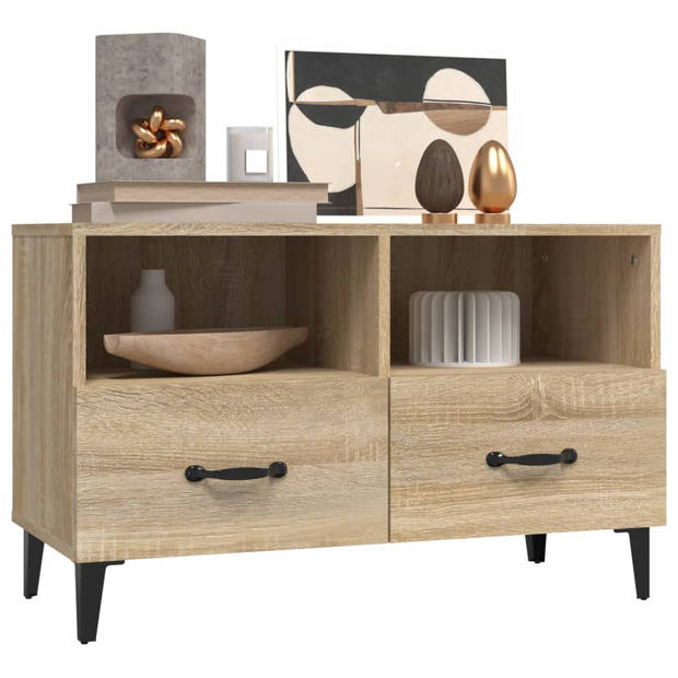 The Living Store TV-meubel Sonoma Eiken - Media Kast 80x36x50 cm - Stevig en Vochtbestendig