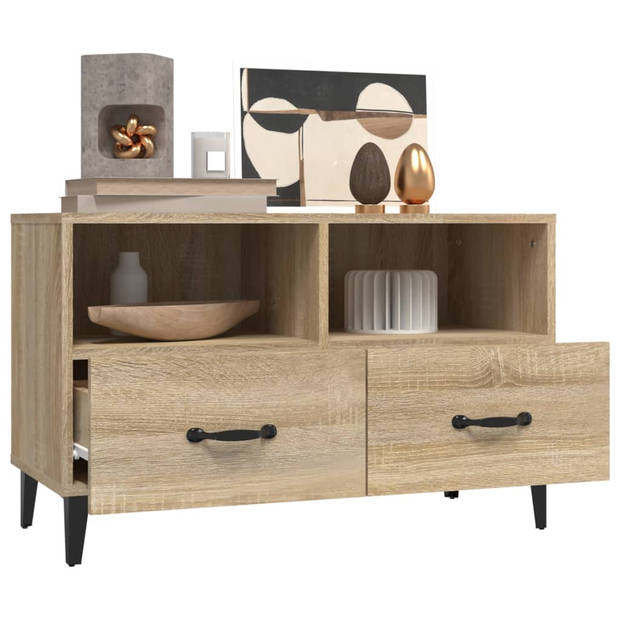 The Living Store TV-meubel Sonoma Eiken - Media Kast 80x36x50 cm - Stevig en Vochtbestendig