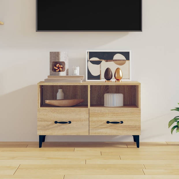 The Living Store TV-meubel Sonoma Eiken - Media Kast 80x36x50 cm - Stevig en Vochtbestendig