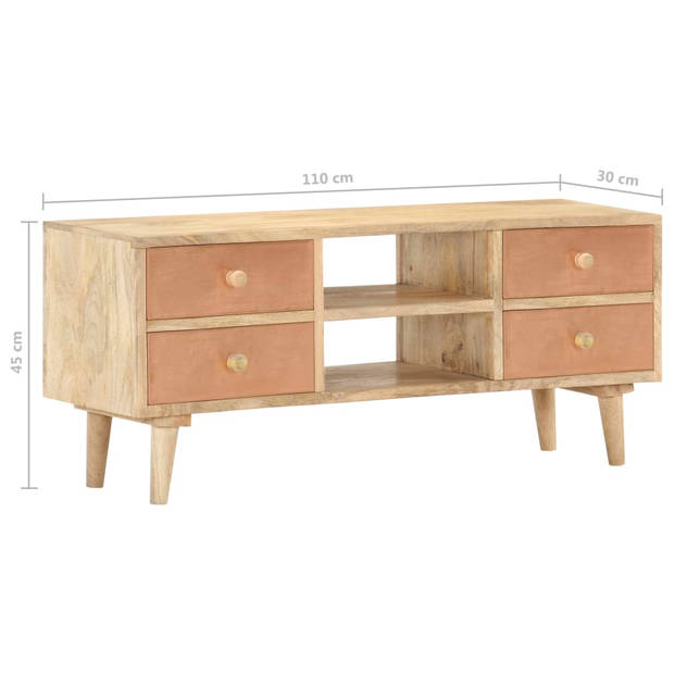 The Living Store Massief Mangohouten TV-meubel - 110 x 30 x 45 cm - Natuurlijke afwerking