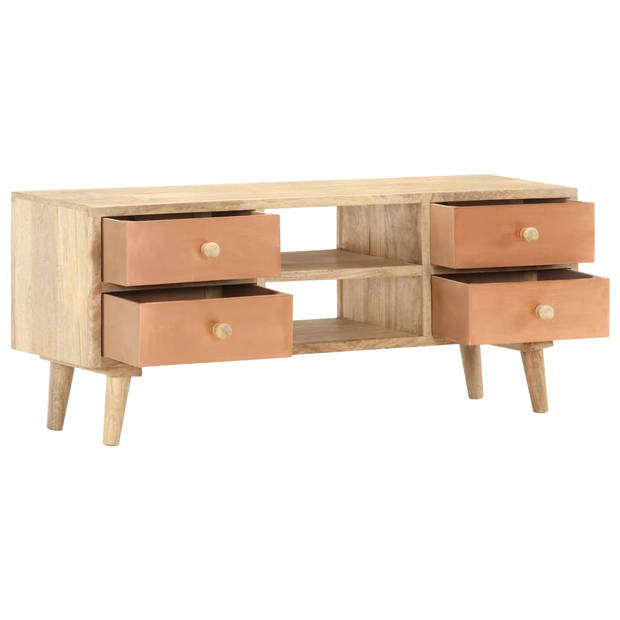 The Living Store Massief Mangohouten TV-meubel - 110 x 30 x 45 cm - Natuurlijke afwerking