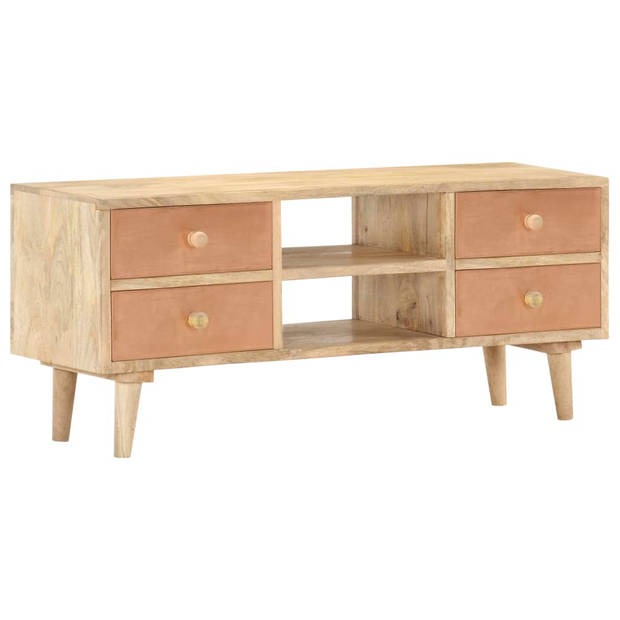 The Living Store Massief Mangohouten TV-meubel - 110 x 30 x 45 cm - Natuurlijke afwerking