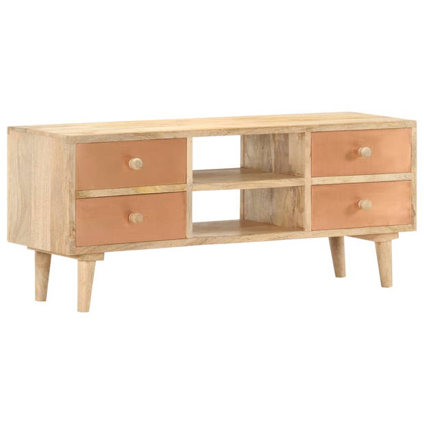 The Living Store Massief Mangohouten TV-meubel - 110 x 30 x 45 cm - Natuurlijke afwerking