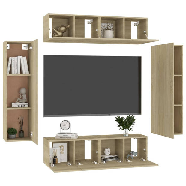 The Living Store TV-meubel - Sonoma eiken - 60 x 30 x 30cm - Muurmontage - Praktisch ontwerp