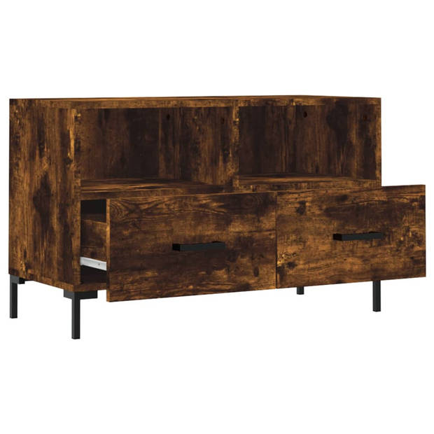 The Living Store Tv-meubel - Gerookt Eiken - 80 x 36 x 50 cm - Bewerkt Hout en IJzer