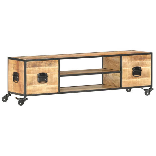 The Living Store Mangohouten Tv-meubel - 130x30x39 cm - Industrieel design