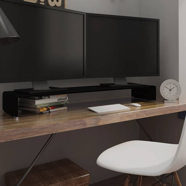 The Living Store TV-meubel - glas - 120 x 30 x 13 cm - zwart