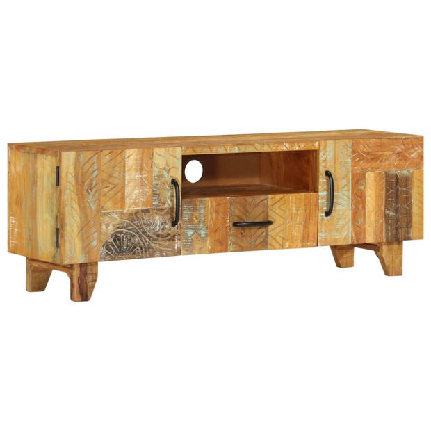 The Living Store Vintage Massief Gerecycled Houten Tv-Meubel - 120x30x40 cm - 2 deuren - 1 lade en 1 vak