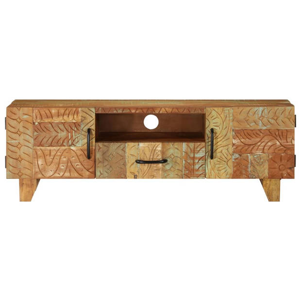 The Living Store Vintage Massief Gerecycled Houten Tv-Meubel - 120x30x40 cm - 2 deuren - 1 lade en 1 vak