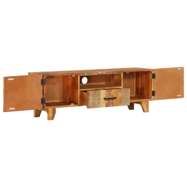 The Living Store Vintage Massief Gerecycled Houten Tv-Meubel - 120x30x40 cm - 2 deuren - 1 lade en 1 vak