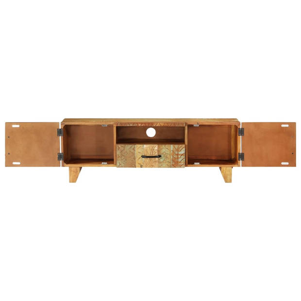 The Living Store Vintage Massief Gerecycled Houten Tv-Meubel - 120x30x40 cm - 2 deuren - 1 lade en 1 vak