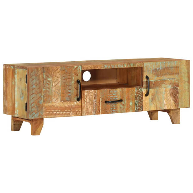 The Living Store Vintage Massief Gerecycled Houten Tv-Meubel - 120x30x40 cm - 2 deuren - 1 lade en 1 vak