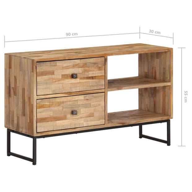 The Living Store Rustiek Houten Dressoir - 90x30x55cm - Gerecycled Teakhout - Handgemaakt