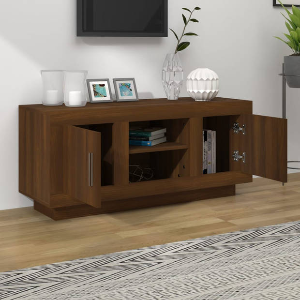 The Living Store TV-meubel Stereokast - bruineiken - 102 x 35 x 45 cm - Praktisch - Stijlvol