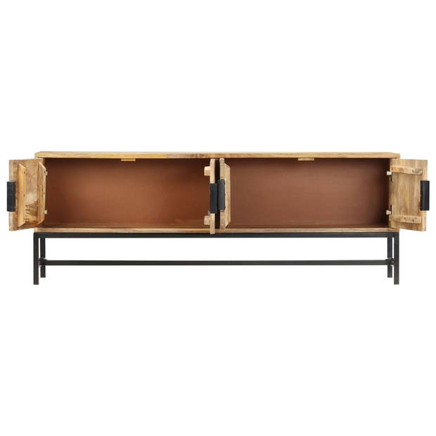 The Living Store Hifi-kast - Massief Mangohout - 140 x 30 x 50 cm - Inclusief 4 deuren