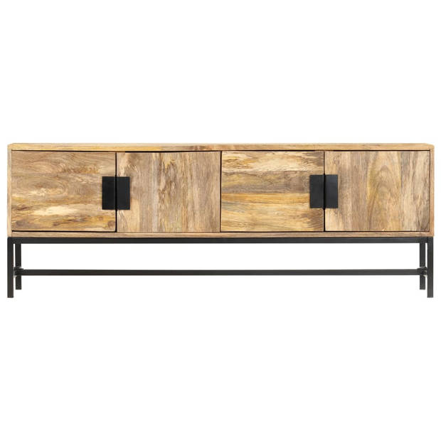 The Living Store Hifi-kast - Massief Mangohout - 140 x 30 x 50 cm - Inclusief 4 deuren