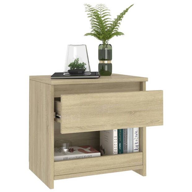 vidaXL Nachtkastjes 2 st 40x30x39 cm bewerkt hout sonoma eikenkleurig