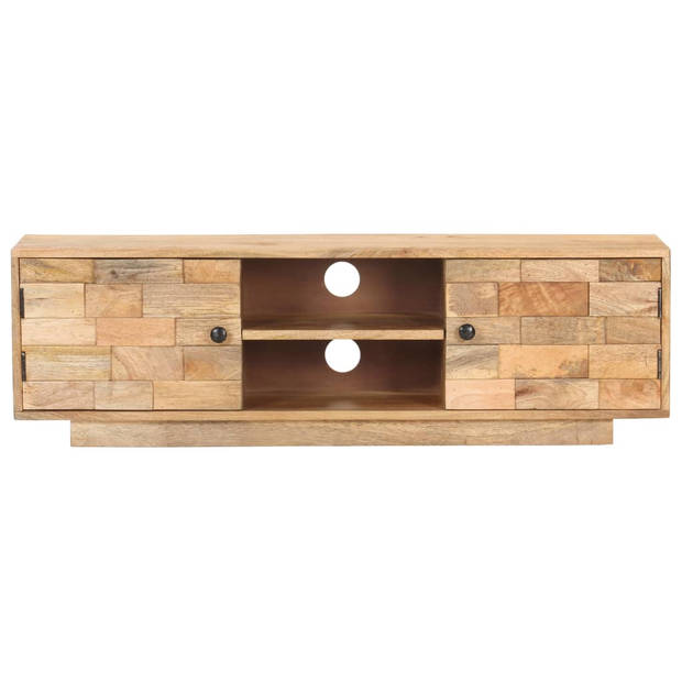 The Living Store Houten TV-meubel - Klassiek - Meubel - Afmeting- 116 x 30 x 35 cm - Materiaal- Massief mangohout