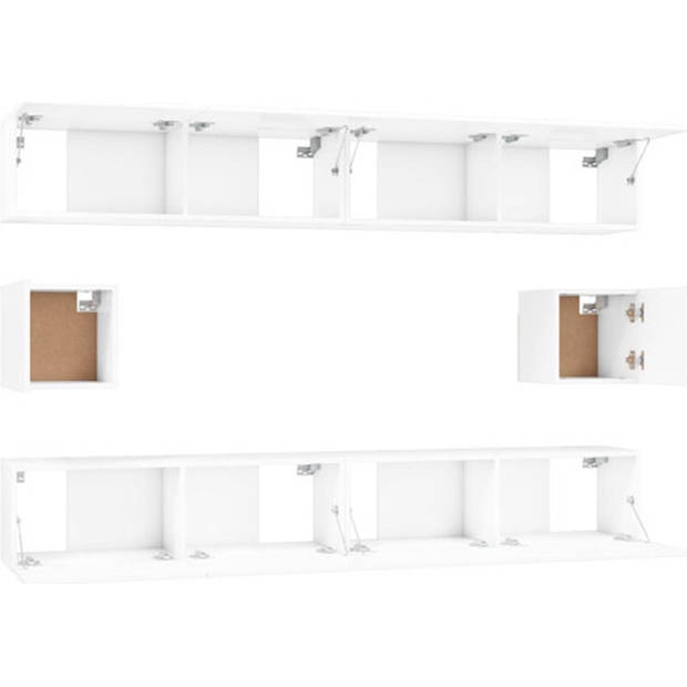 The Living Store Televisiemeubel Set - Hoogglans wit - 100x30x30cm / 30.5x30x30cm
