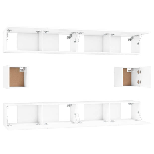 The Living Store Televisiemeubel Set - Hoogglans wit - 100x30x30cm / 30.5x30x30cm