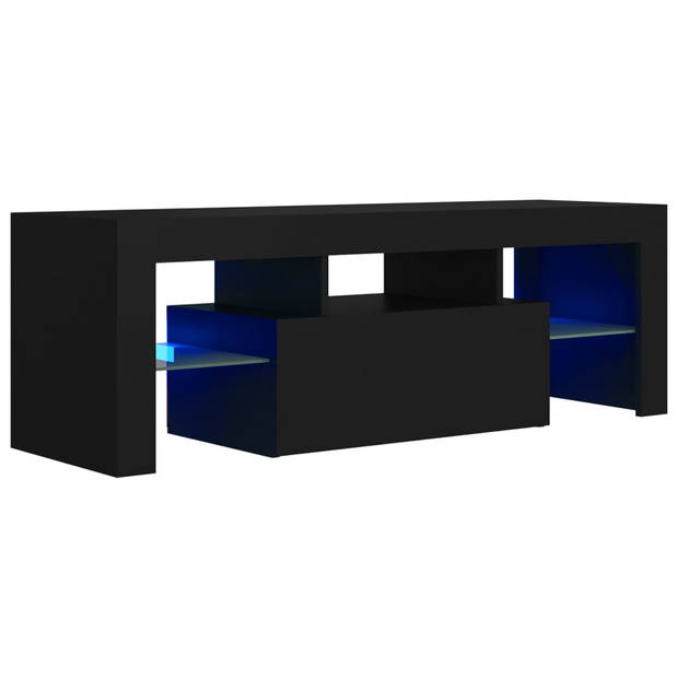 The Living Store TV-meubel Hifi-kast - 120x35x40 cm - RGB LED-verlichting - Zwart