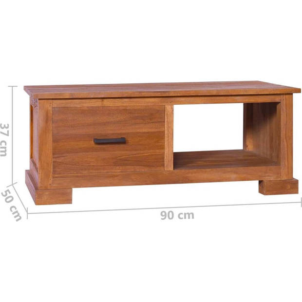 The Living Store Teakhouten TV-meubel - Koloniale stijl - 90 x 50 x 37 cm - Natuurlijke afwerking