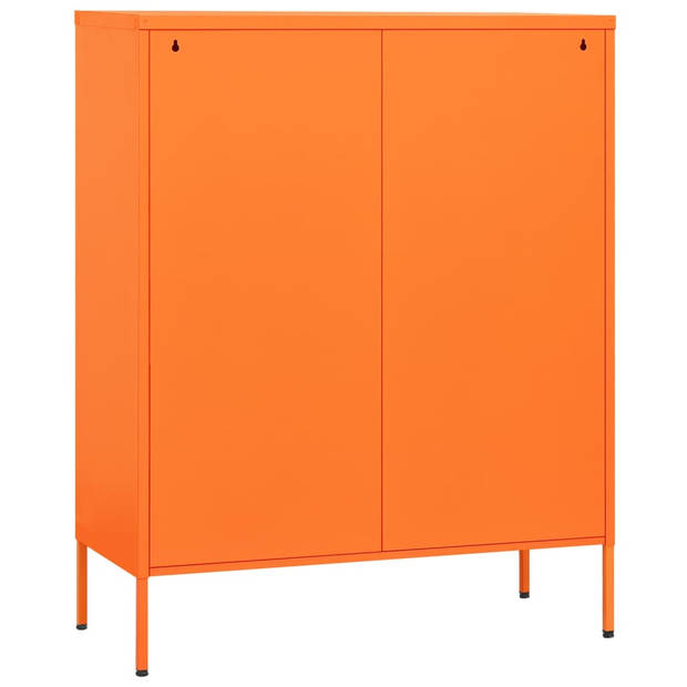 The Living Store Opbergkast Staal - 80 x 35 x 101.5 cm - 4 Deuren - 2 Verstelbare Schappen - Oranje