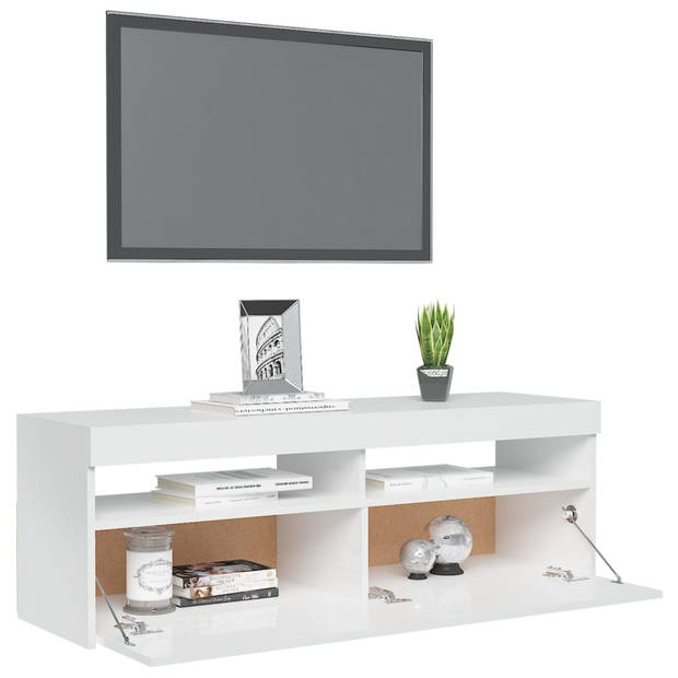 The Living Store TV-meubel - Hoogglans wit - 120 x 35 x 40 cm - Met RGB LED-verlichting - Montage vereist