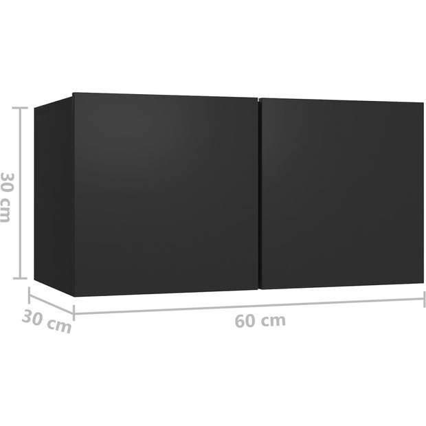 The Living Store Tv-meubelset - zwart - spaanplaat - 30.5 x 30 x 30 cm - 30.5 x 30 x 60 cm - 60 x 30 x 30 cm