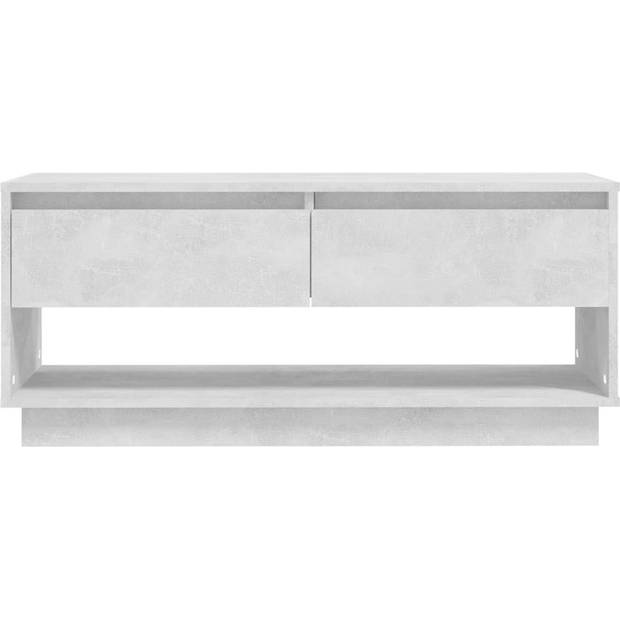 The Living Store Televisiemeubel Betongrijs - 102 x 41 x 44 cm - Met 2 lades en 1 open vak