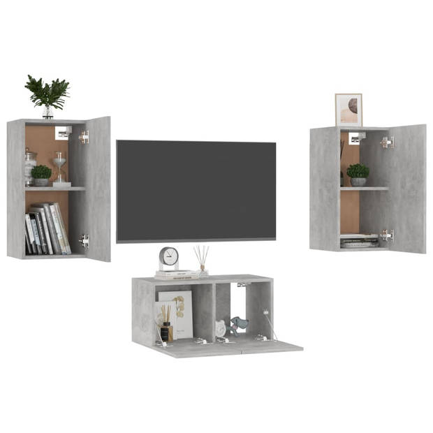 The Living Store Tv-meubel - Betongrijs - 60 x 30 x 30 cm - Spaanplaat