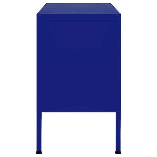 The Living Store TV-Standaard - Marineblauw - 105 x 35 x 50 cm - Stalen Constructie