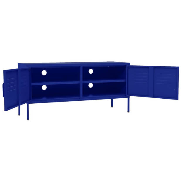 The Living Store TV-Standaard - Marineblauw - 105 x 35 x 50 cm - Stalen Constructie