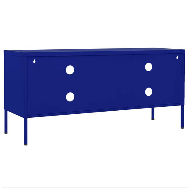 The Living Store TV-Standaard - Marineblauw - 105 x 35 x 50 cm - Stalen Constructie