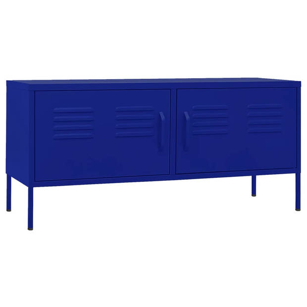 The Living Store TV-Standaard - Marineblauw - 105 x 35 x 50 cm - Stalen Constructie