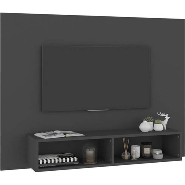 The Living Store Tv-wandmeubel Hifi-kast - 120 x 23.5 x 90 cm - Grijs spaanplaat