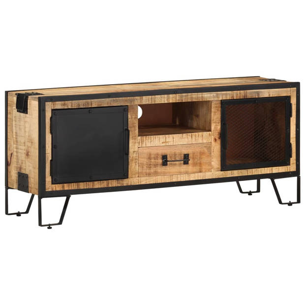 The Living Store Houten tv-kast Industriële stijl - 110 x 31 x 46 cm - Ruw mangohout - Opbergruimte