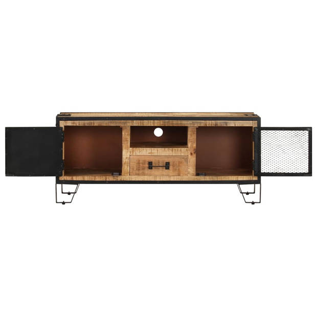 The Living Store Houten tv-kast Industriële stijl - 110 x 31 x 46 cm - Ruw mangohout - Opbergruimte