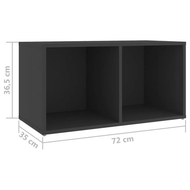 The Living Store Televisiemeubelset - Klassiek - Grijs - Spaanplaat - 2x 72x35x36.5cm - 1x 107x35x37cm