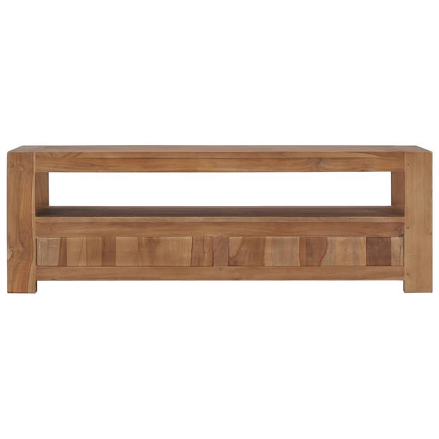 The Living Store TV-meubel Rustiek Teakhout - 120x30x40cm - Met 2 lades en 1 schap