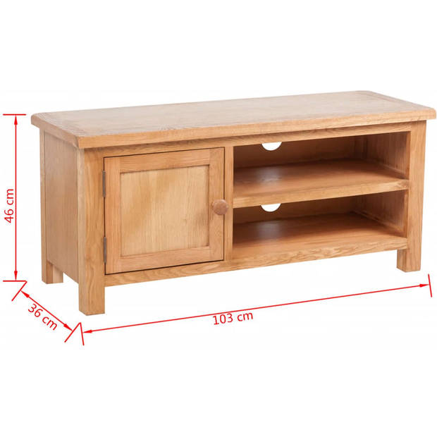 The Living Store Tv-meubel Eiken - Rustieke uitstraling - 103 x 36 x 46 cm - Handig kabelsysteem