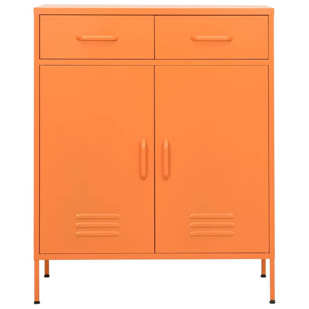 The Living Store Opbergkast Staal - 80 x 35 x 101.5 cm - Oranje