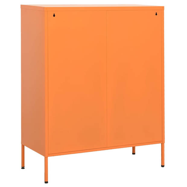 The Living Store Opbergkast Staal - 80 x 35 x 101.5 cm - Oranje