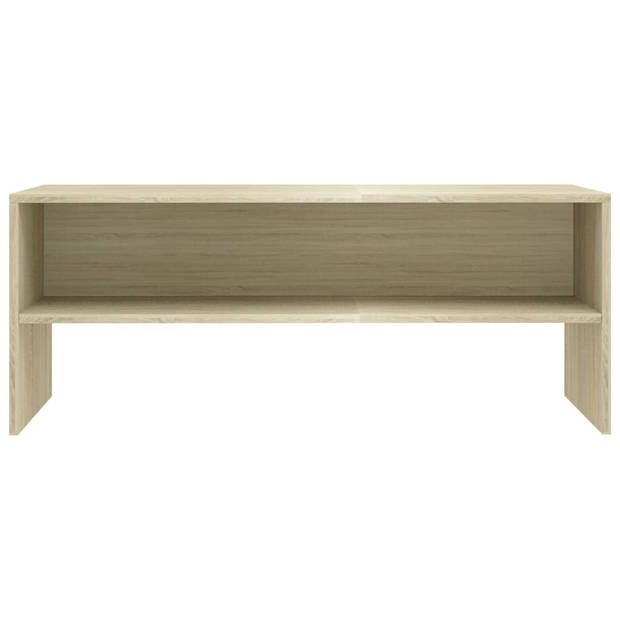 The Living Store Vintage TV-meubel - Bewerkt hout - 100x40x40 cm - Sonoma eiken