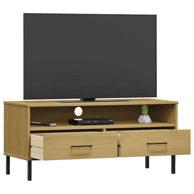 The Living Store OSLO TV-kast - 106 x 40 x 46.5 cm - Massief grenenhout - 2 lades