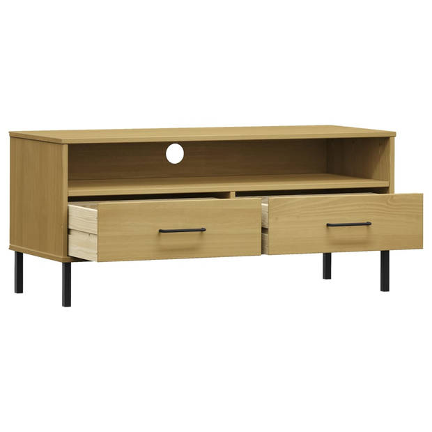 The Living Store OSLO TV-kast - 106 x 40 x 46.5 cm - Massief grenenhout - 2 lades