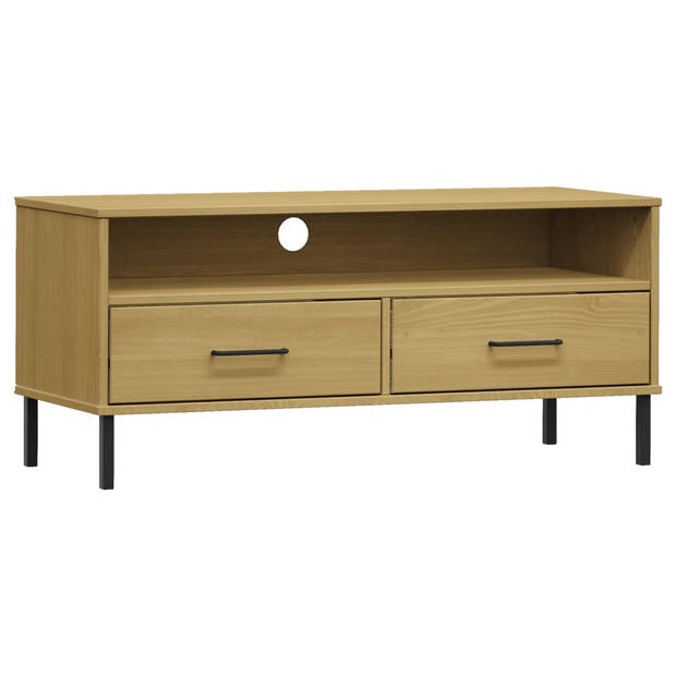 The Living Store OSLO TV-kast - 106 x 40 x 46.5 cm - Massief grenenhout - 2 lades