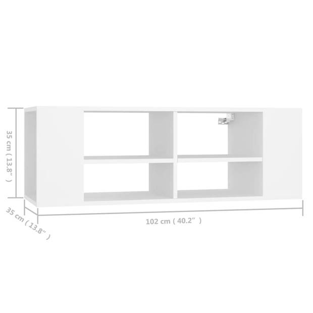 The Living Store Televisiewandmeubel - Wit - 102 x 35 x 35 cm - Verstelbare middenschappen