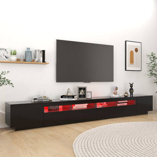 The Living Store TV-meubel - LED-verlichting - Hifi-kast - RGB - zwart - 300 x 35 x 40 cm - USB-aansluiting