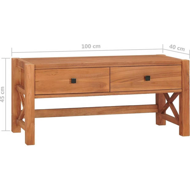 The Living Store Houten TV-meubel - Naturel - 100 x 40 x 45 cm - Gerecycled teakhout